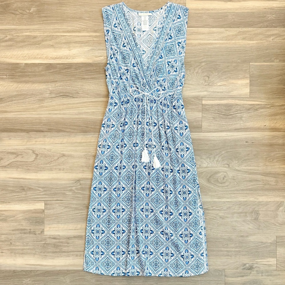 La Blanca Blue & White Swim-Cover-Up Size M